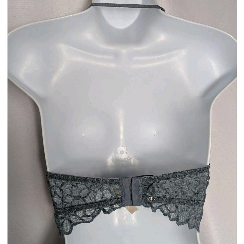 Pink Victorias Secret Bralette Halter Lace Solid Gray Underwire Sz M Cup A-C - Picture 4 of 8